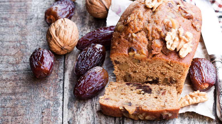 Loaf of date nut bread