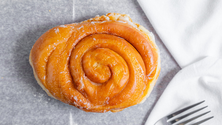 Honey bun on a stone surface