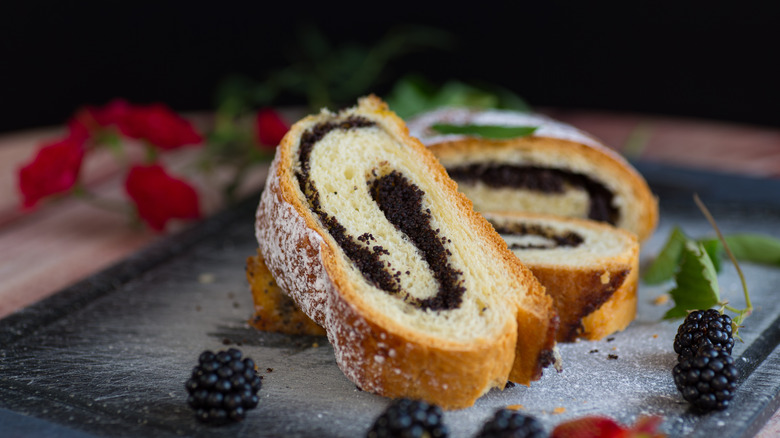 Slices of poppy seed danish