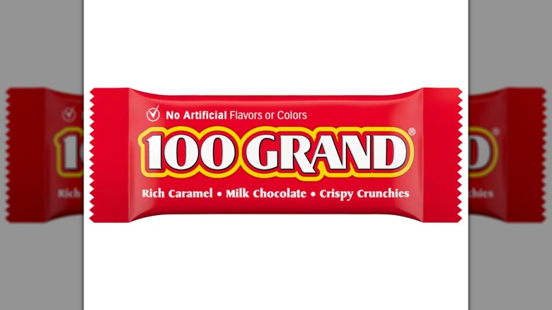 A 100 Grand candy bar on a white background