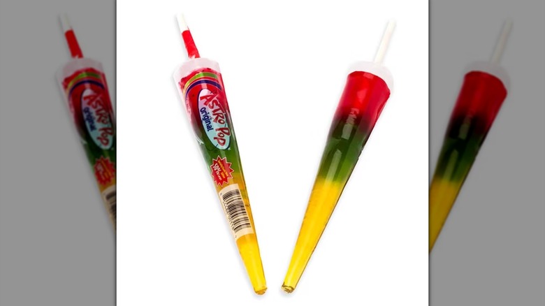 Two Astro Pop lollipops on a white background