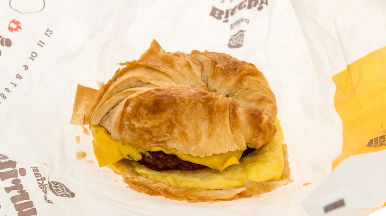 Burger King croissan'wich with sauage, egg, and cheese