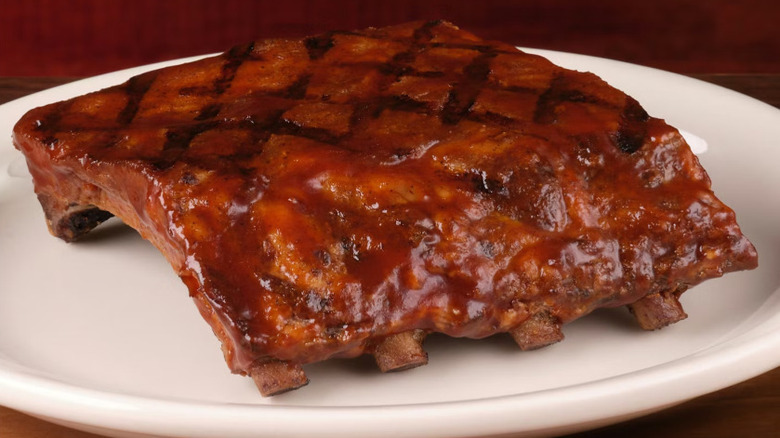 A sidekick of ribs isolated against a white plate
