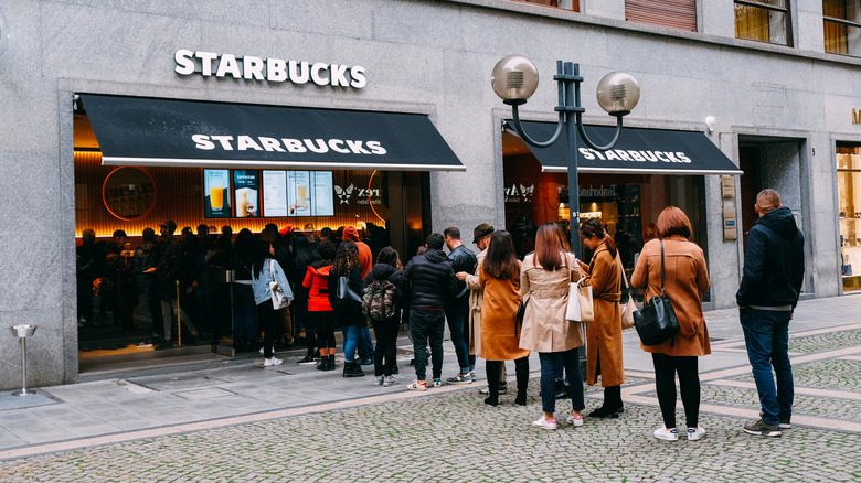 Starbucks line going out of the door