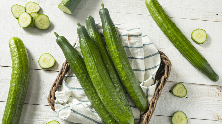 Cucumbers in basket