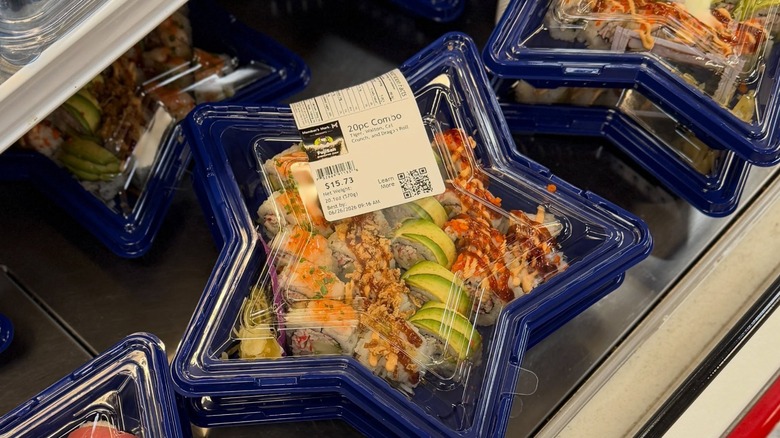 Sushi rolls in star shaped tray