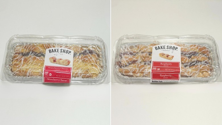 Strawberry and raspberry Bake Shop Cheese Danish side by side
