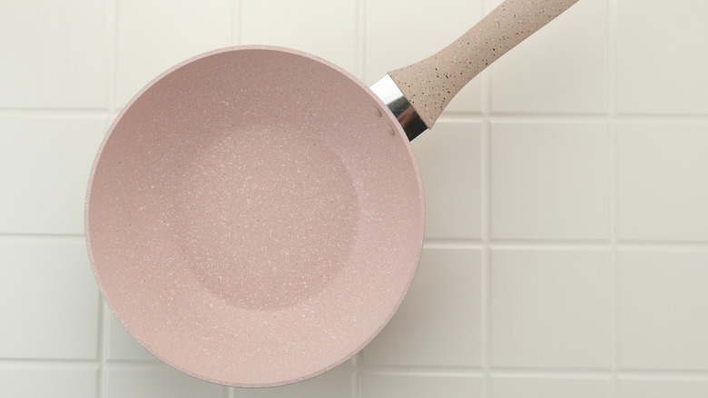 Pink ceramic skillet