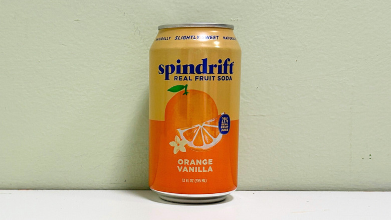 A can of Spindrift Real Fruit Soda Orange Vanilla
