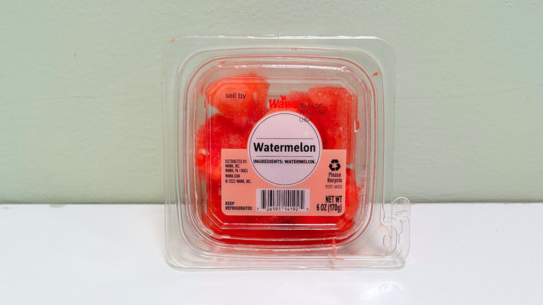 A plastic container of Wawa Watermelon