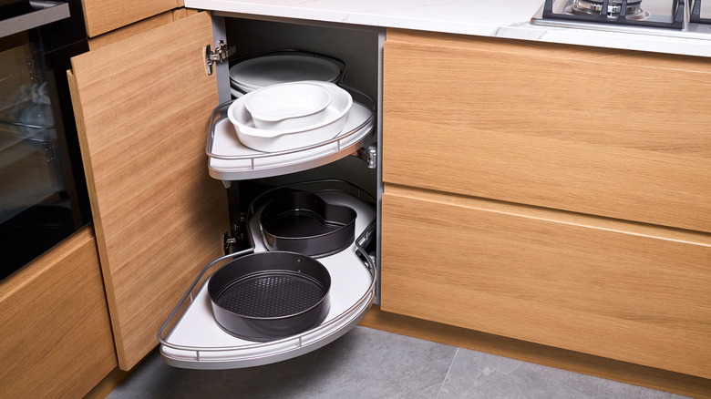 corner cupboard with magic corner extension coming out