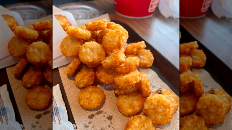 Burger King hash browns spilling out of their container