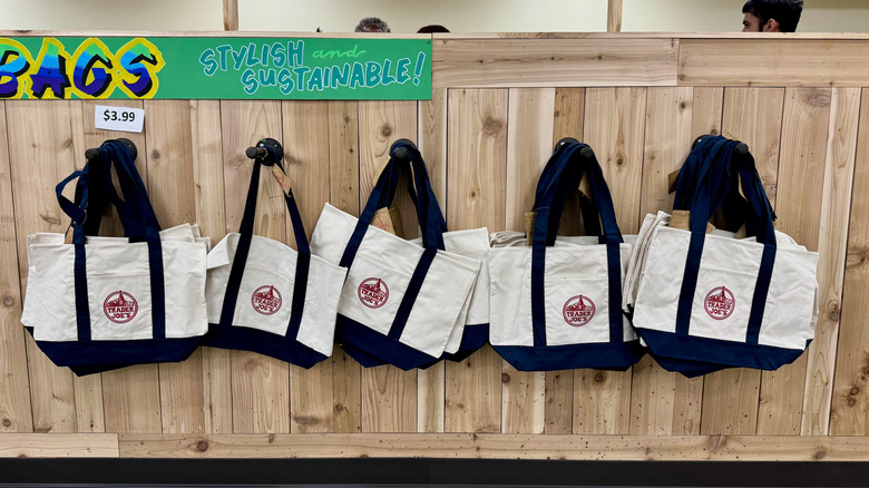 trader joes tote bags for sale on hooks