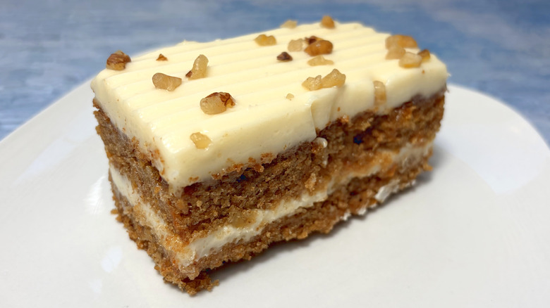 slice of two layer carrot cake