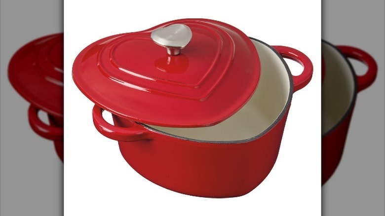 Cast iron Dutch oven on white background