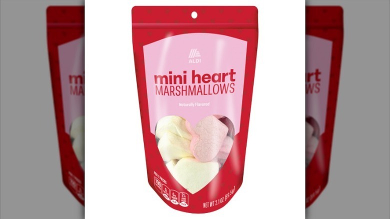 Heart marshmallows on white background