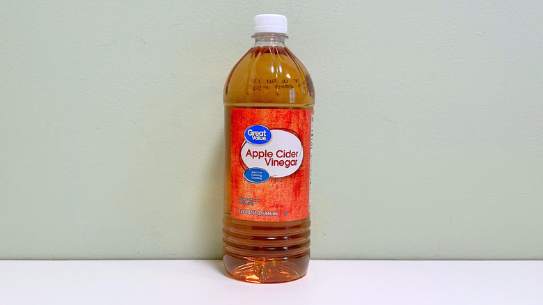 A bottle of Great Value Apple Cider Vinegar