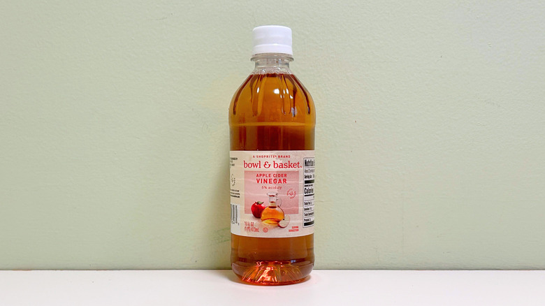 A bottle of Bowl and Basket Apple Cider Vinegar