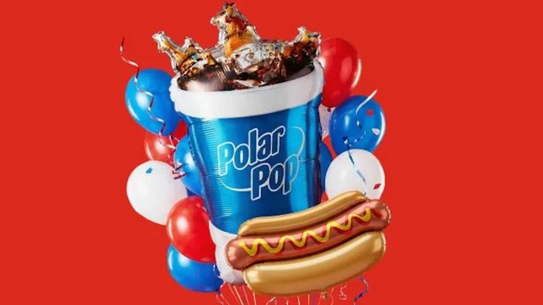 Promo for Circle K's $2.50 meal deal featuring balloons shaped like a Polar Pop and a hot dog