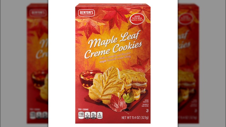 Box of Benton's maple leaf creme cookies