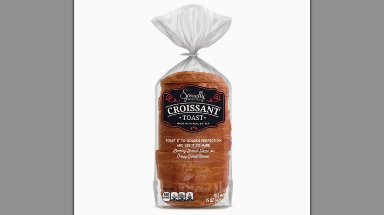 A bag of Aldi's Specially Selected Croissant Toast on a white background