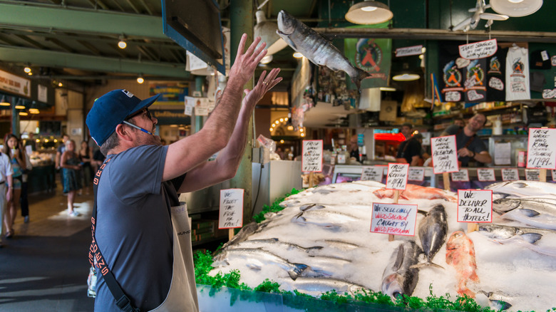 Pike Place Market fish throw