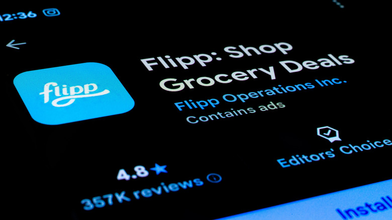 The App Store page for the Flipp app is displayed on a phone