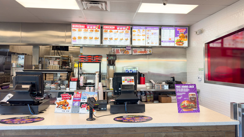 A view of the front counter of a Jack In The Box