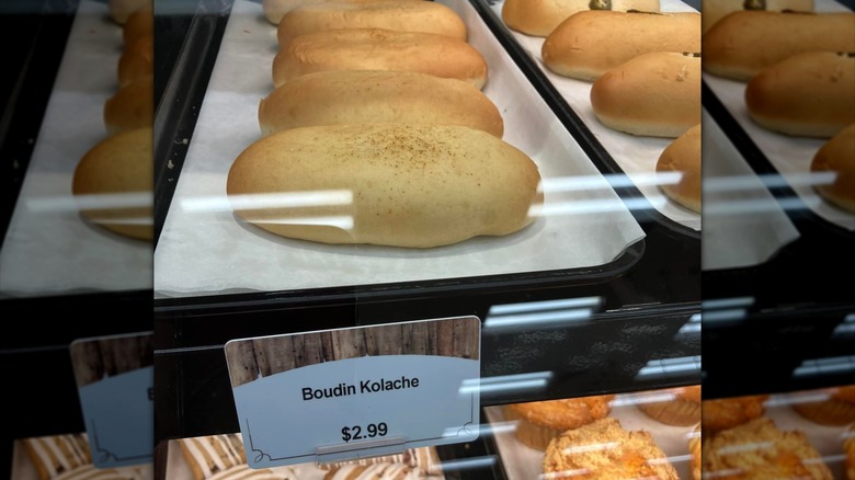 Boudin kolache in display case