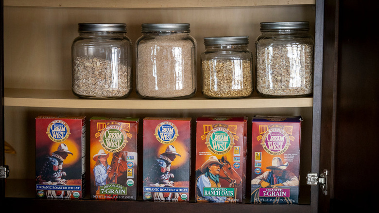 A pantry full of Cream of the West hot cereals and oats