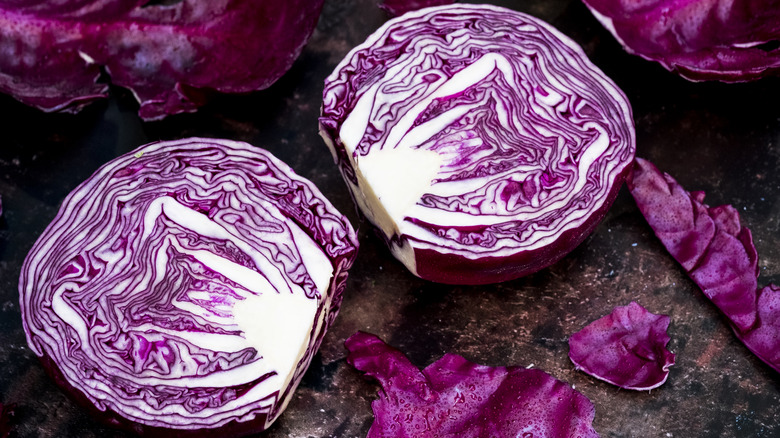 sliced red cabbage