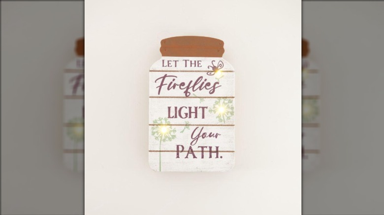 LED wood block wall decor with fireflies and flowers