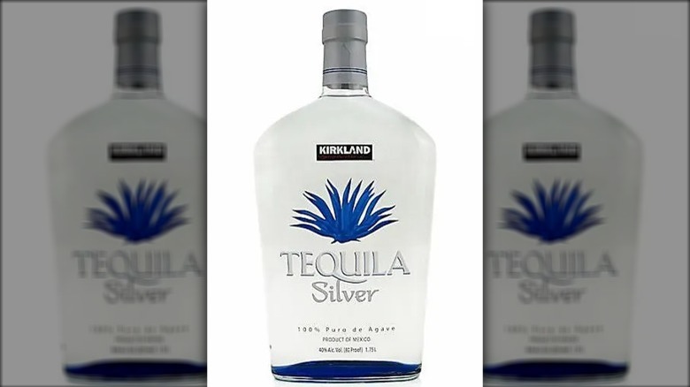 Bottle of Kirkland Signature tequila