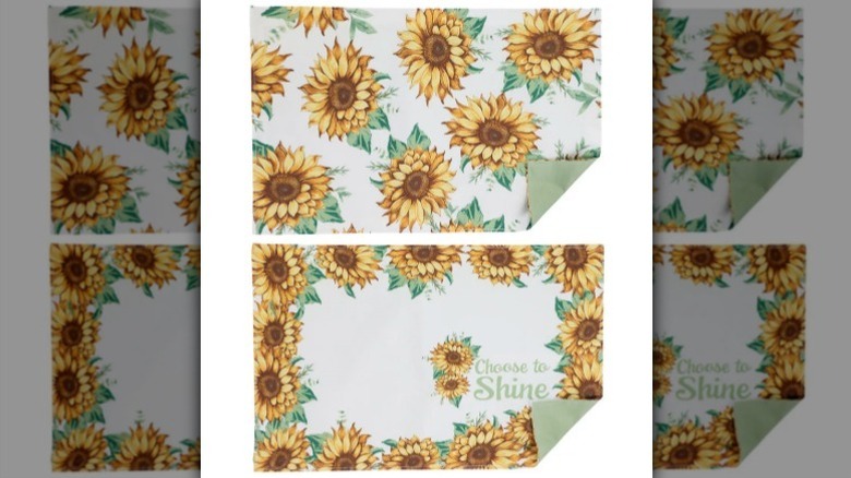 Sunflower placemats on white background