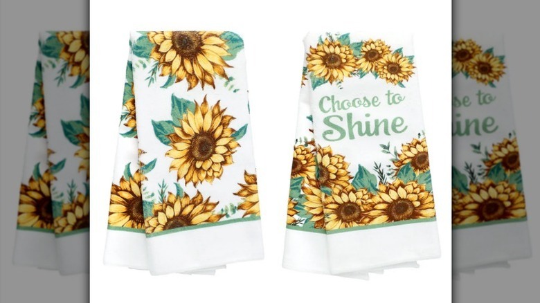 Sunflower towels on white background