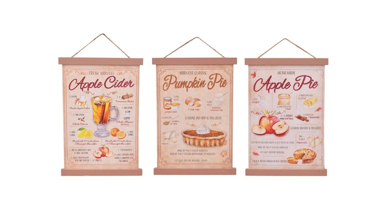 fall sweet treats recipe hanging signs with a white background