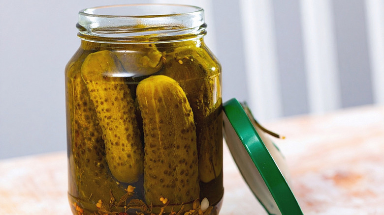 Jar of pickles and brine