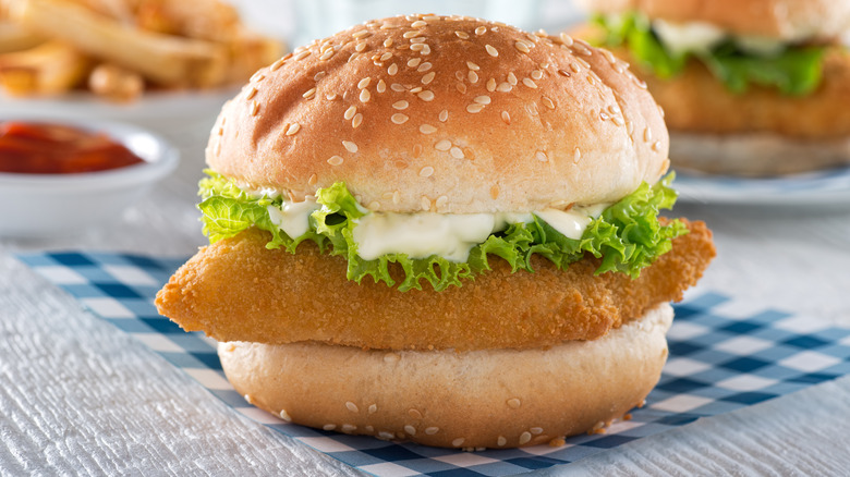 A crispy fish sandwich