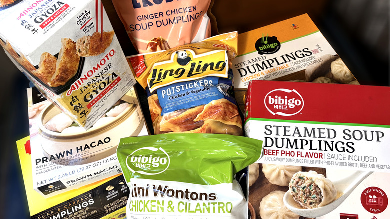 Various packages of frozen dumplings from costco