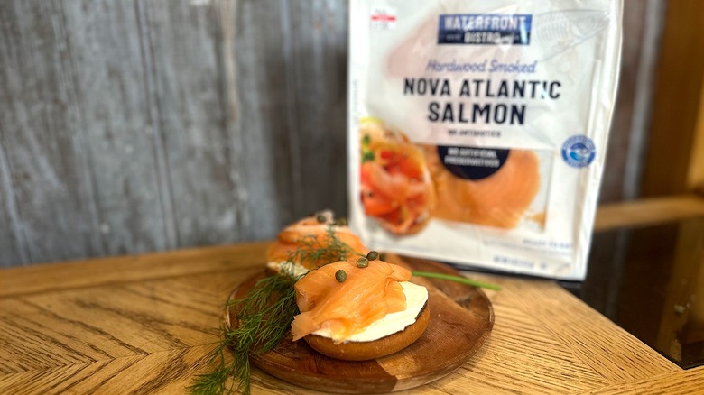 Waterfront Bistro smoked salmon on a bagel with cream cheese, capers and dill