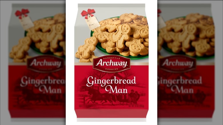 A bag of Archway Gingerbread Man Cookies on a white background