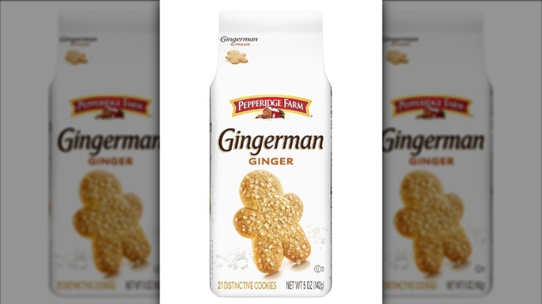 A bag of Pepperidge Farm Gingerman Cookies on a white background