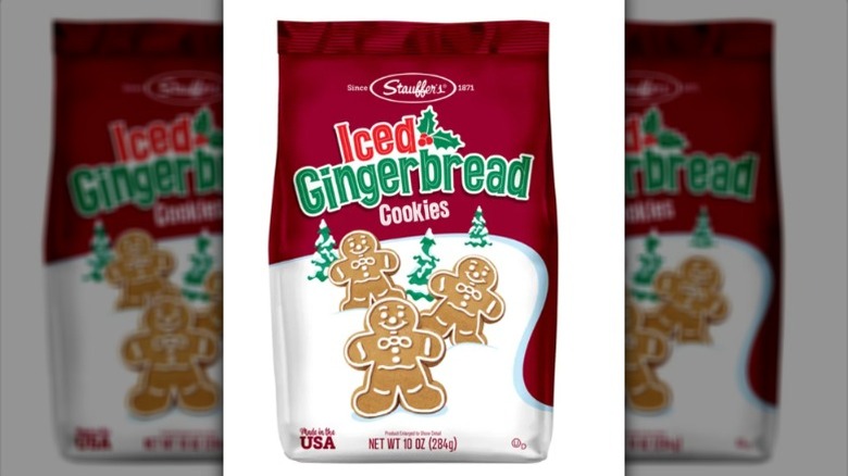 A bag of Stauffer's Iced Gingerbread Cookies on a white background