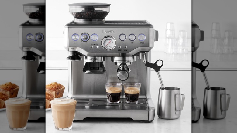 A Breville Barista Express Espresso Machine on a countertop