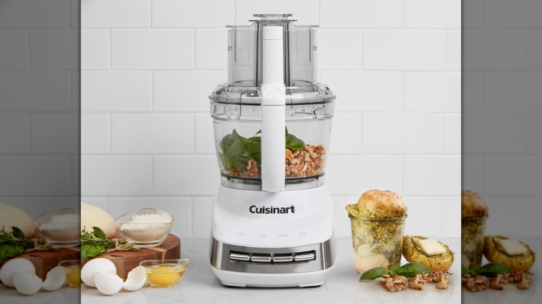 A white Cuisinart Core Custom 13-Cup Food Processor on a countertop