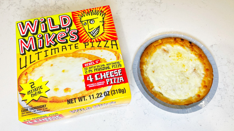 A Wild Mike's personal pie baked and placed next to its box