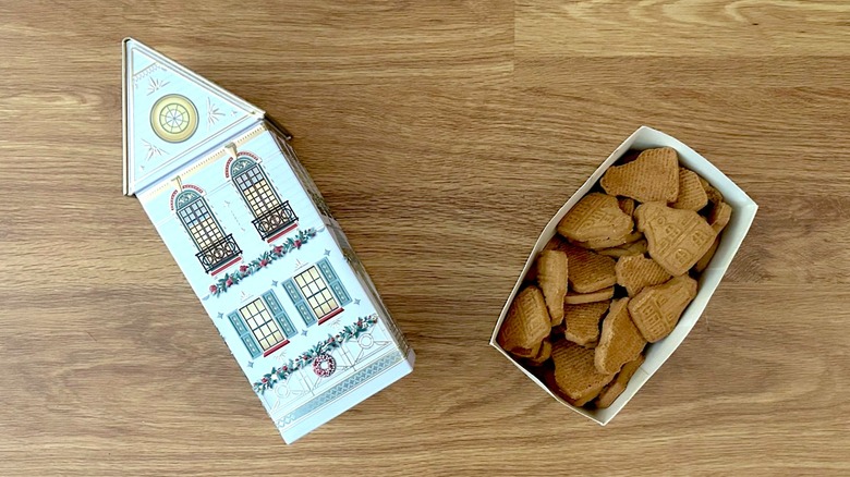 Holiday House cookie tin and cookies from Costco