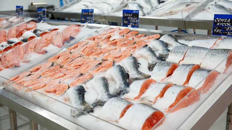 fish display in supermarket 