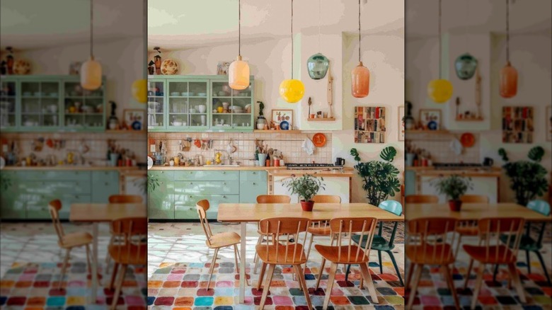 Maximalist kitchen with tons of colors