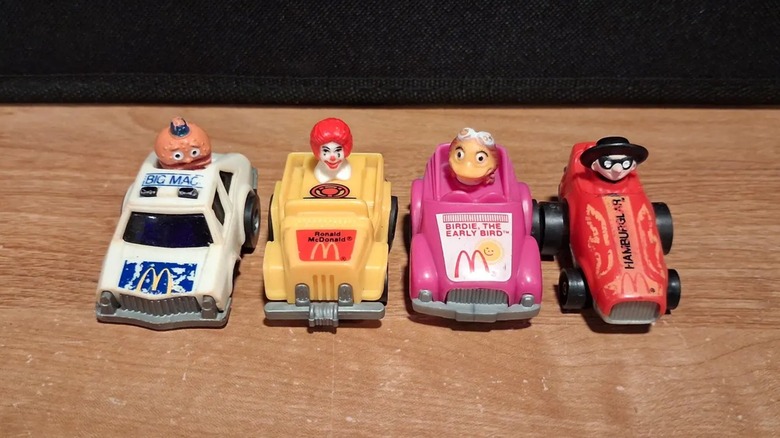 Four Fast Macs Pull Back Cars featuring Officer Big Mac, Ronald McDonald, Birdie, and the Hamburglar